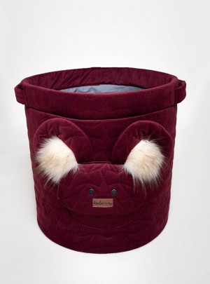 Teddy Toy basket Stars Maroon
