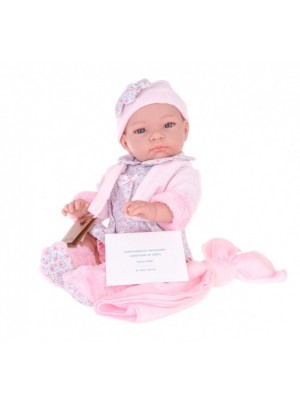 Hiszpańska lalka dziewczynka bobas jenny w różowym sweterku - 45cm