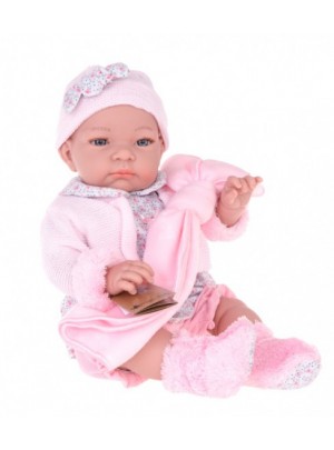 Hiszpańska lalka dziewczynka bobas jenny w różowym sweterku - 45cm