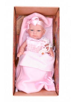 Hiszpańska lalka bobas dziewczynka jenny w śpiworku - 39cm